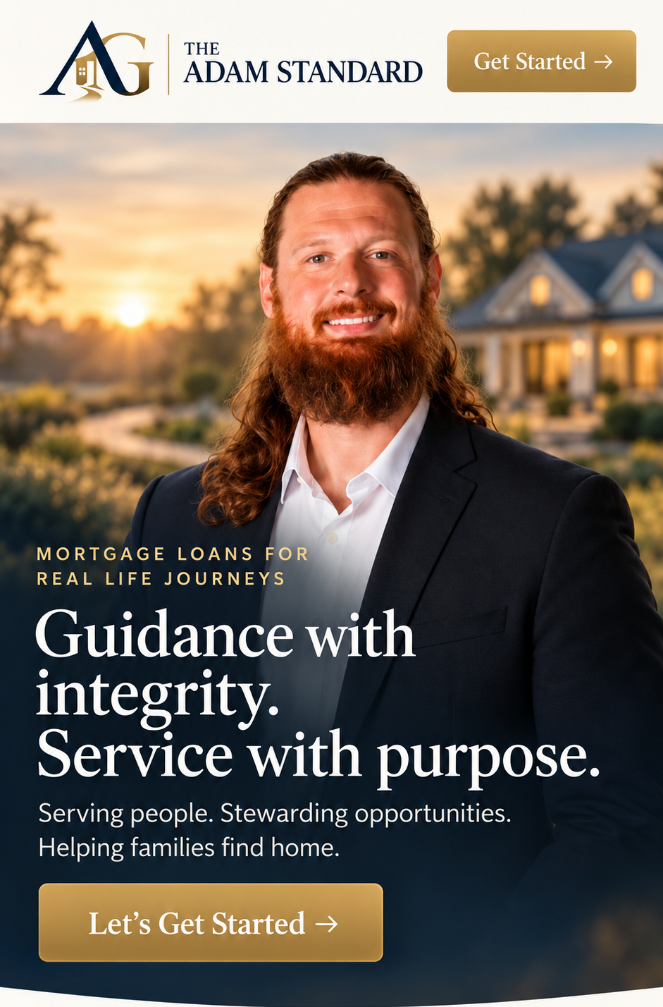 The Adam Standard hero image featuring Adam Gieseking with a blurred home background